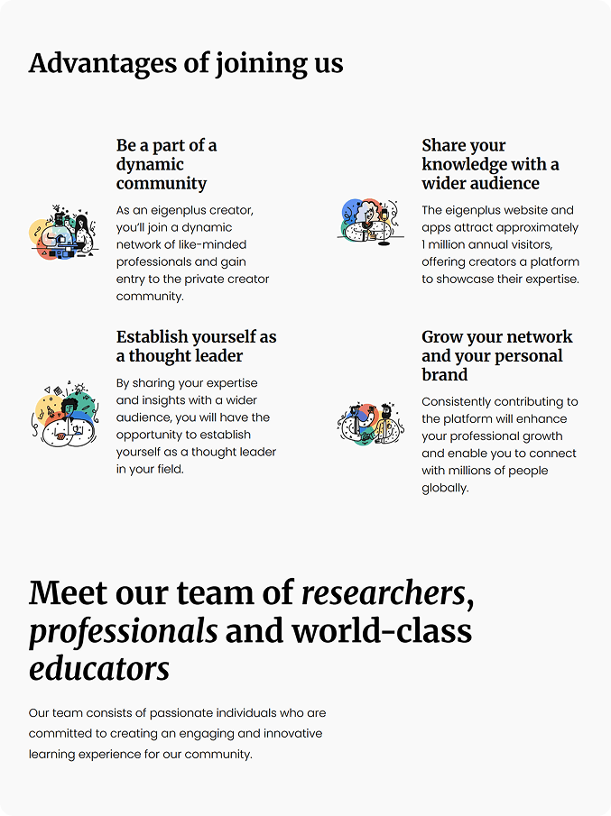 We partnered with eigenplus to build their website from the ground up, crafting a platform that simplifies engineering education through clean design, intuitive structure, 3D models, and interactive widgets.